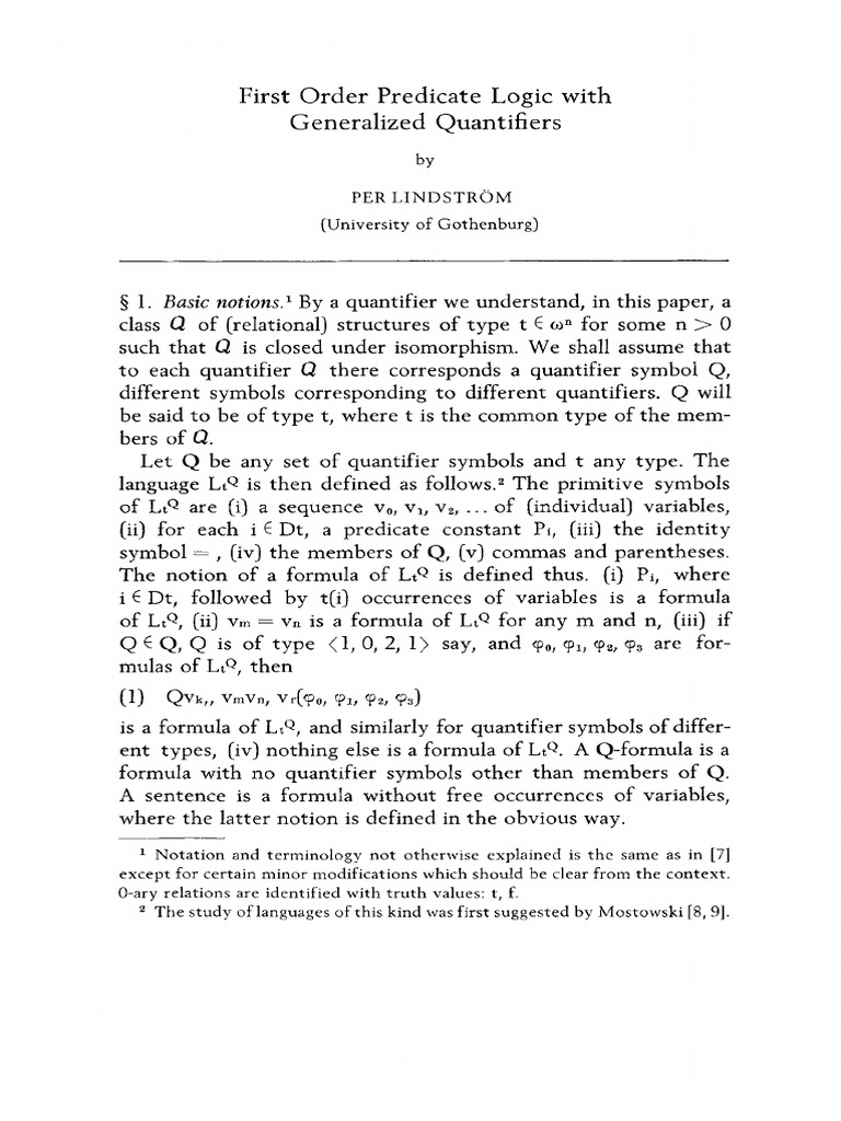 Theoria - December 1966 - First Order Predicate Logic With Generalized ...