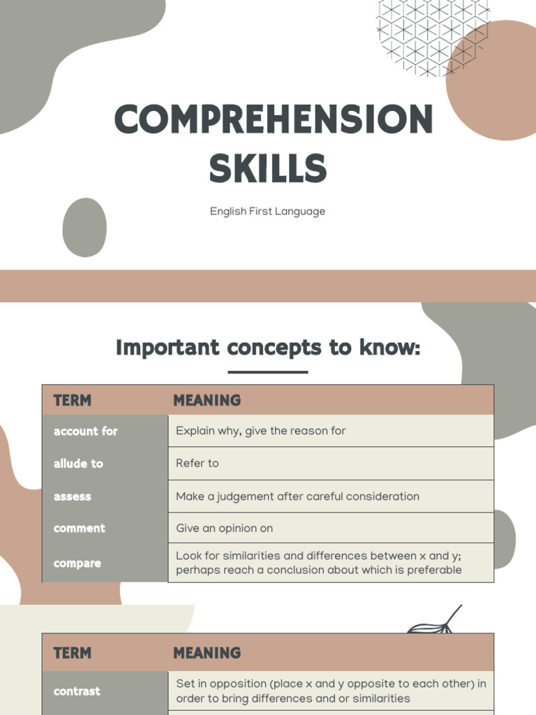 Essential Comprehension Skills Guide | PDF | Reading Comprehension | Reason