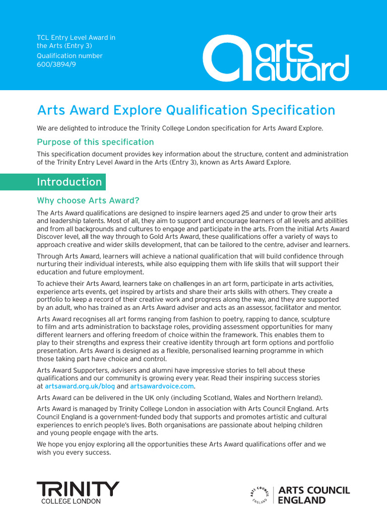 Arts Award Explore Specification Overview | PDF | Educational ...