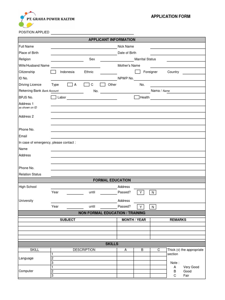 1.recruitment Applicant Form English | PDF | Labor