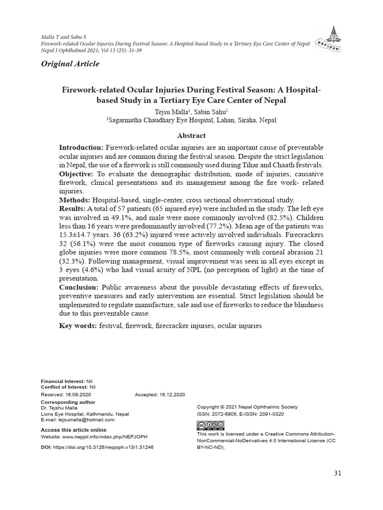 16 Firework Related Injuries | PDF | Eye | Medical Specialties