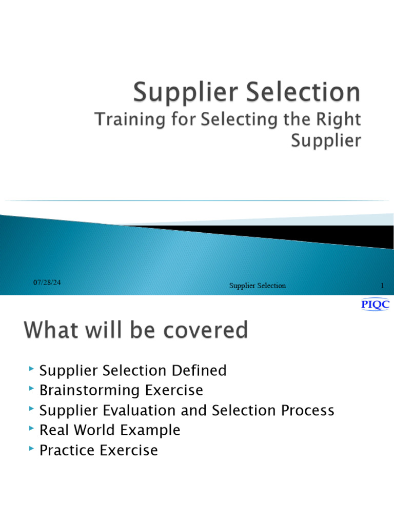 Supplier Selection Process Guide | PDF | Supply Chain | Procurement