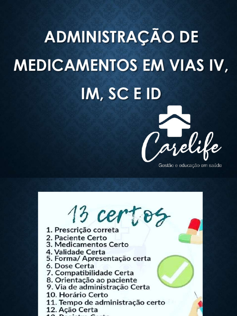 Administração de Medicamentos em Vias IV, IM, SC e ID. | PDF | Tuberculose