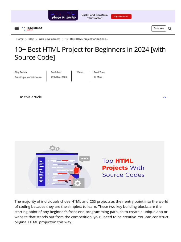 Web Devloper Project | PDF | Html Element | Html