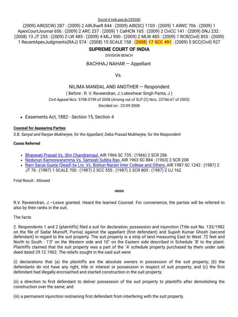 Supreme Court Ruling on Easement Rights | PDF | Lawsuit | Easement