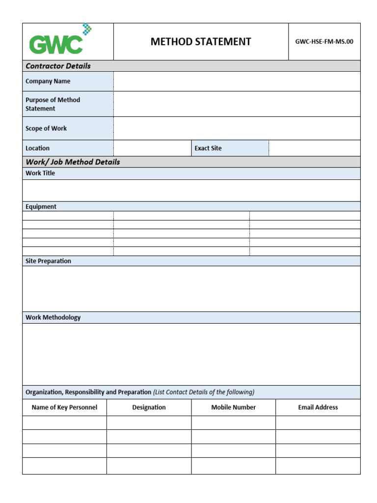 Method Statement for Contractor Work | PDF