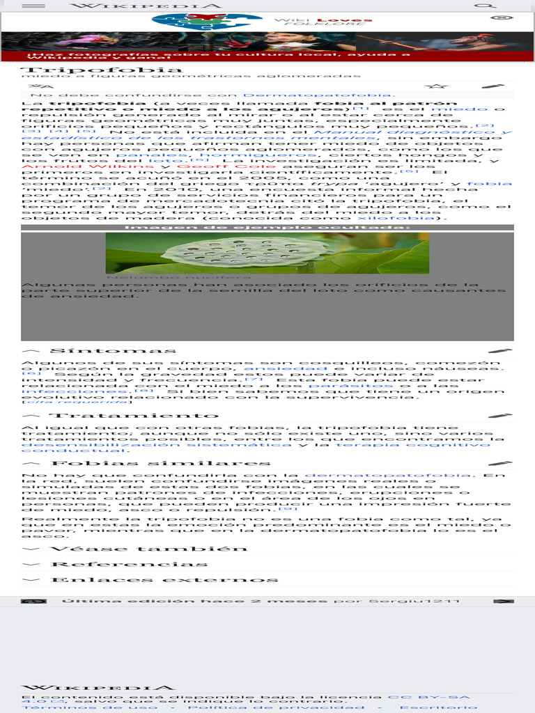 Tripofobia Wikipedia La Enciclopedia Libre Pdf Enfermedades Y