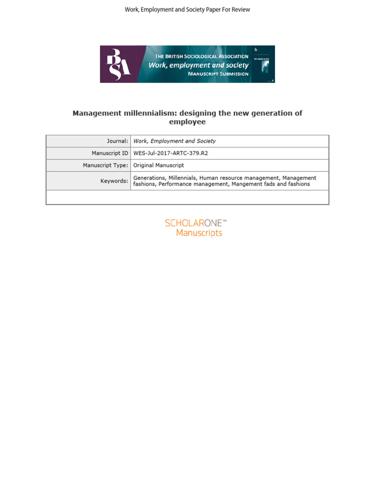 Williams, Management Millennialism WES 2019 | PDF | Millennials ...