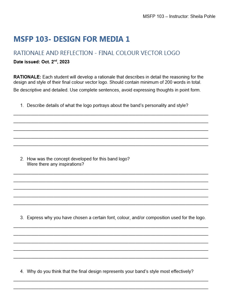 Rationale Reflection Form A1 | PDF | Thought | Design