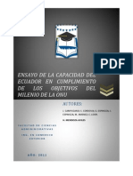 Ensayo de La Capacidad Del Ecuador en Cumplimiento de Los Objetivos Del Milenio de La Onu