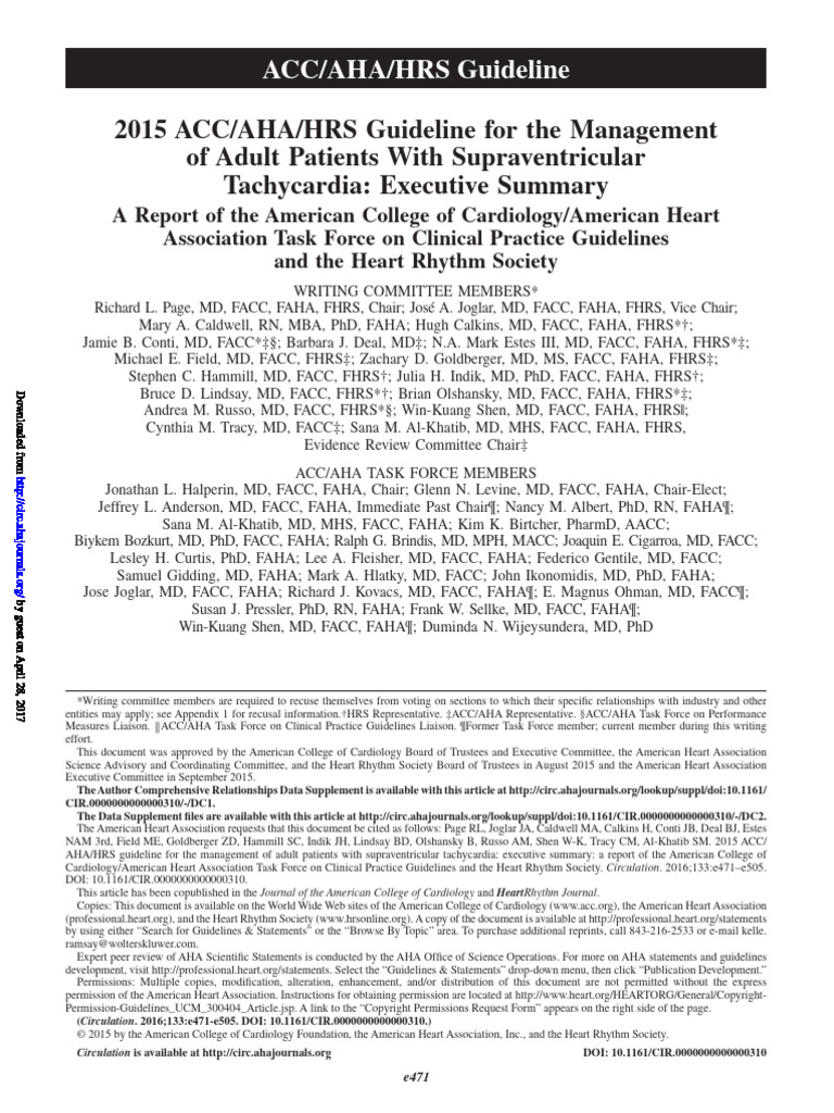 2015 ACCAHAHRS Guideline For The Management of SVT - Executive Summary ...