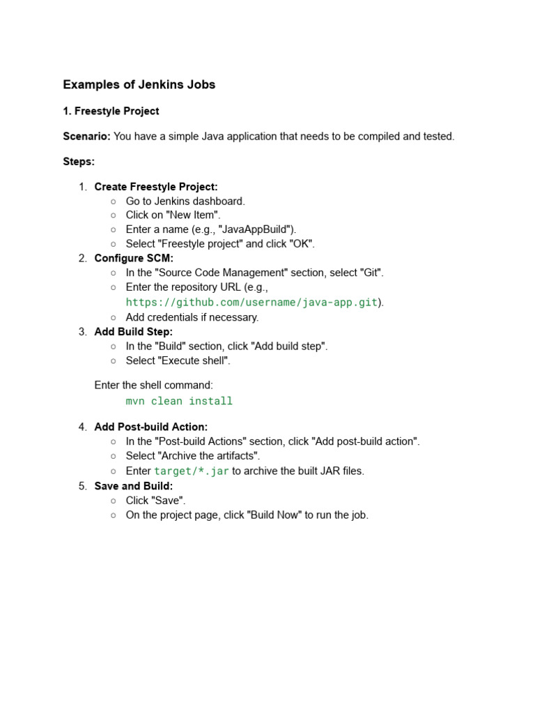 Examples of Jenkins Jobs | PDF | Version Control | Computing