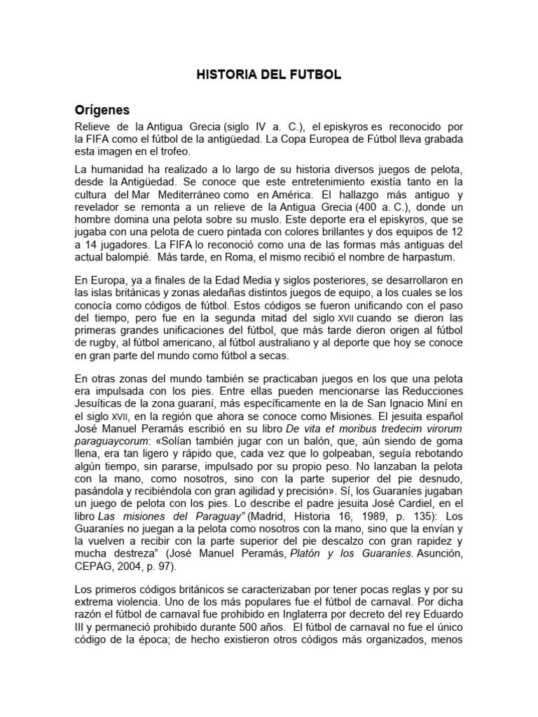 Historia Del Futbol Completa | PDF | Asociación de Futbol | Deportes