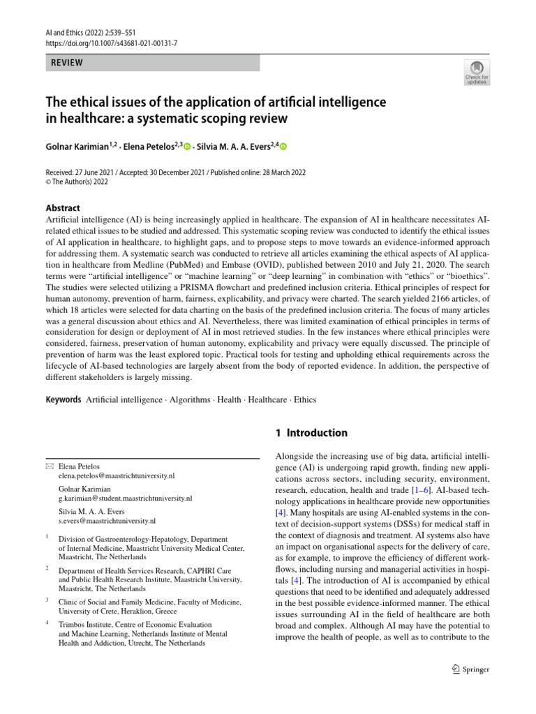 Ethical Issues of AI in Healthcare | PDF | Artificial Intelligence ...