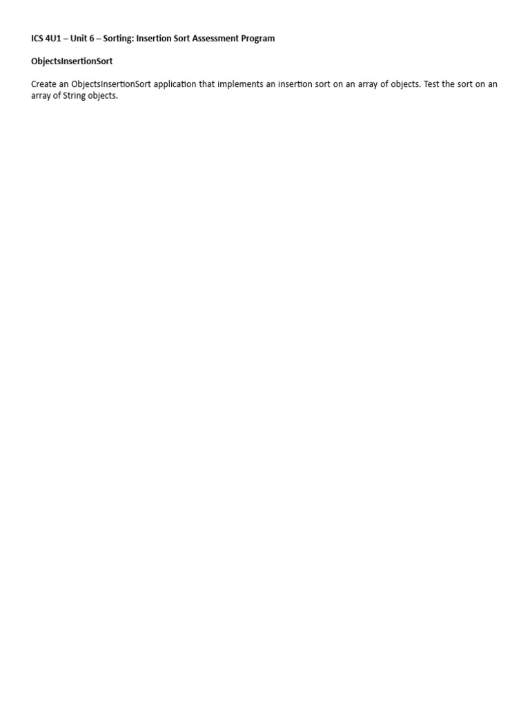 Insertion Sort for String Objects | PDF | Computers