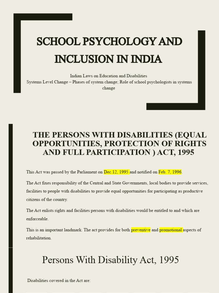 Unit 4 - School Psychology and Inclusion in India | PDF | Inclusion ...