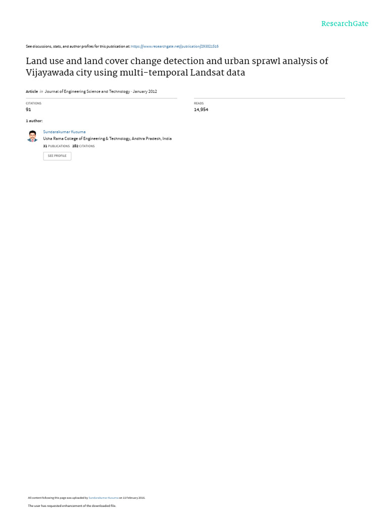 Land Use and Land Cover Change Detection and Urban Sprawl Analysis of ...