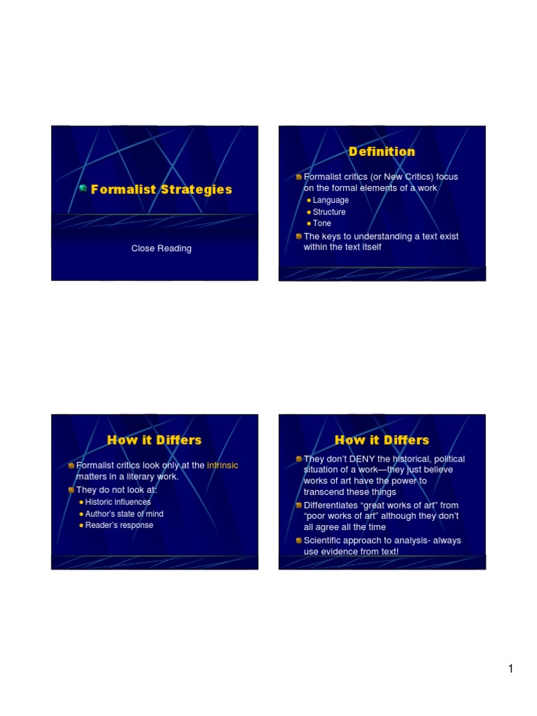 Formalist Criticism: Strategies & Techniques | PDF | Poetry | Writing