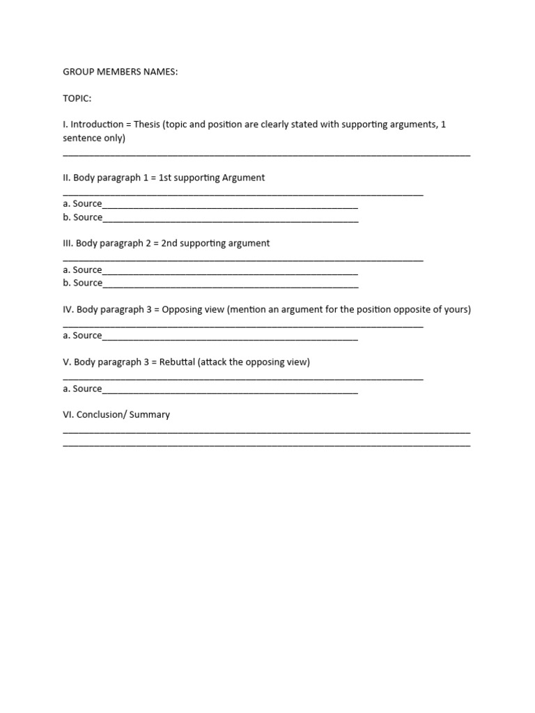 Argumentative Essay Structure Guide | PDF | Language Arts & Discipline ...