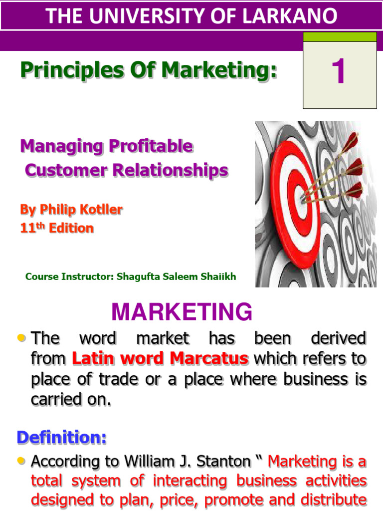 Principles of Marketing Lecture 1 | PDF | Marketing | Customer