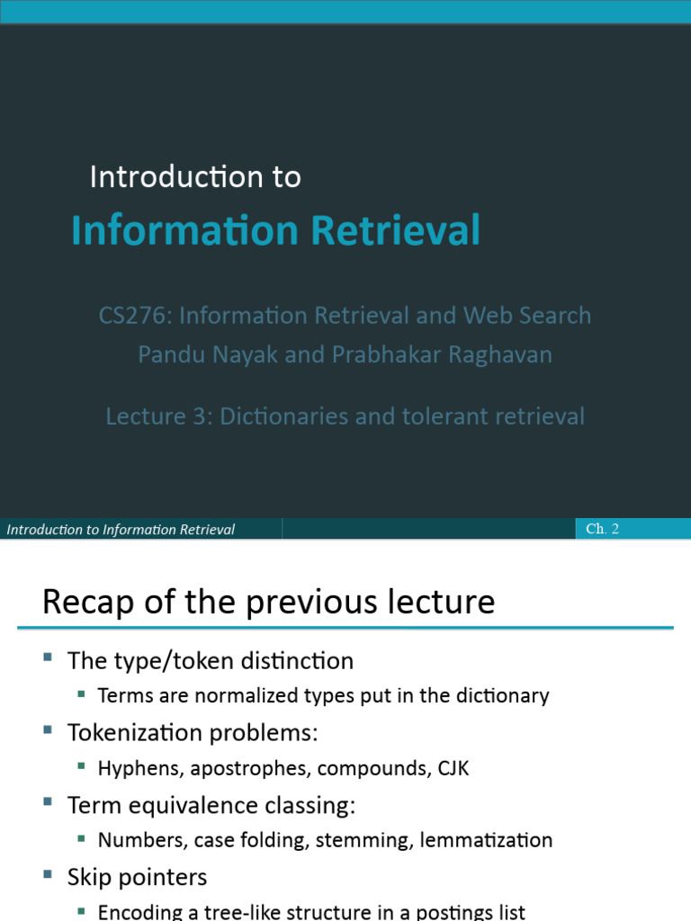 Information Retrieval: Dictionaries & Queries | PDF | Information ...