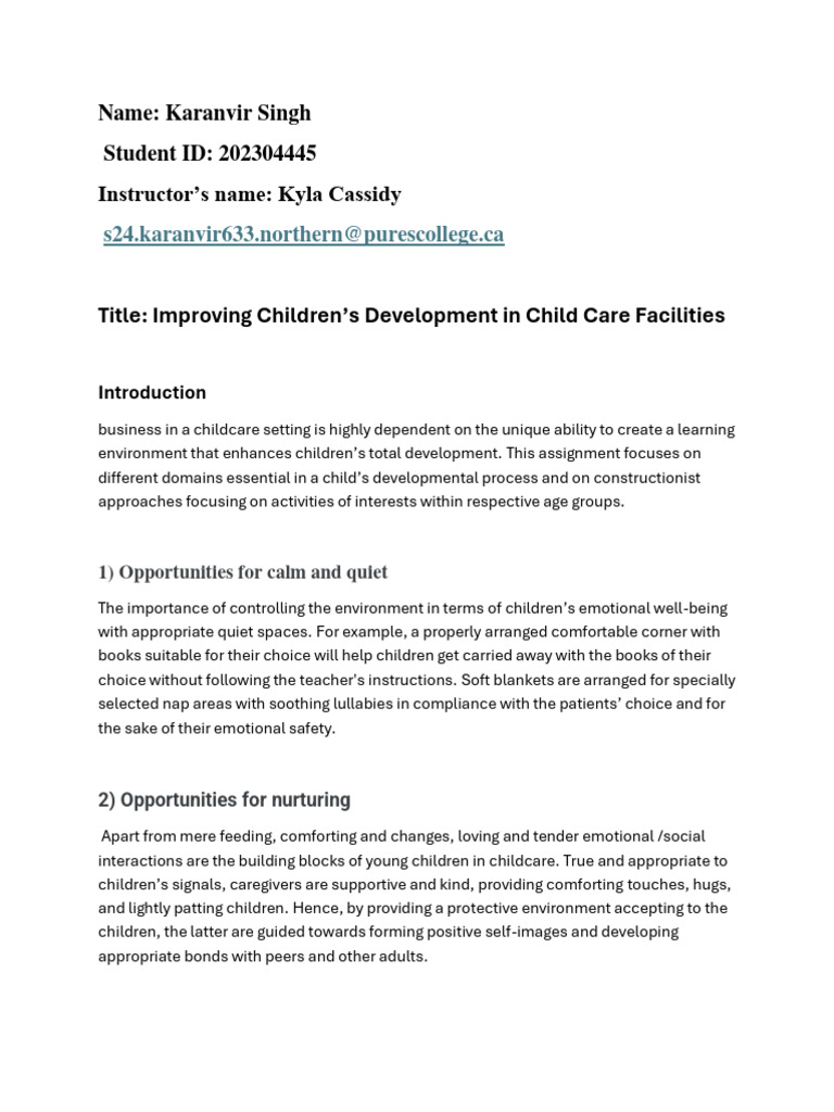 Enhancing Child Development in Care Settings | PDF | Child Care ...
