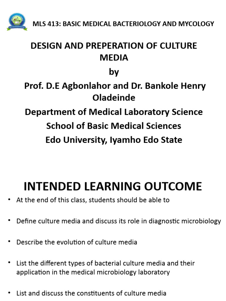 Culture Media Pdf Growth Medium Bacteria