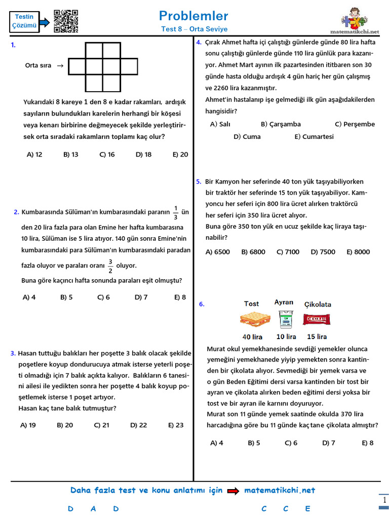 Problemler Test 8 O | PDF