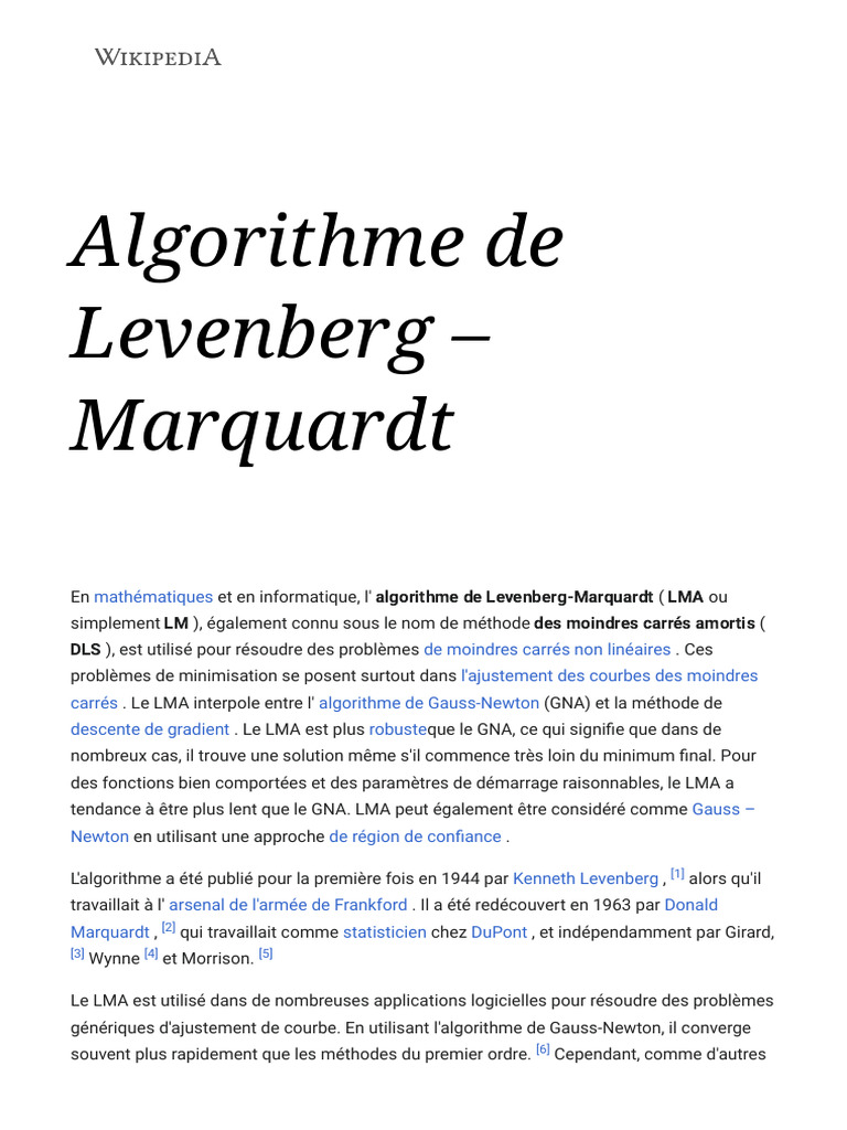 Algorithme de Levenberg-Marquardt | PDF | Algèbre | Algèbre linéaire