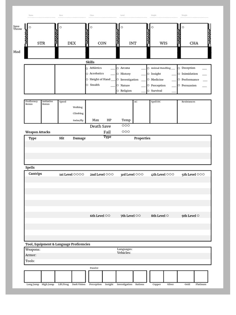 Copy of a better character sheet english a4 caster sheet single