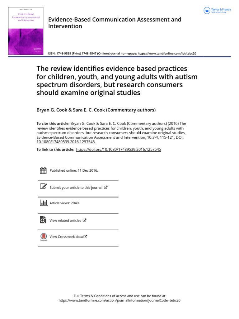 Autism Practices: Evidence Review | PDF | Autism Spectrum | Evidence ...