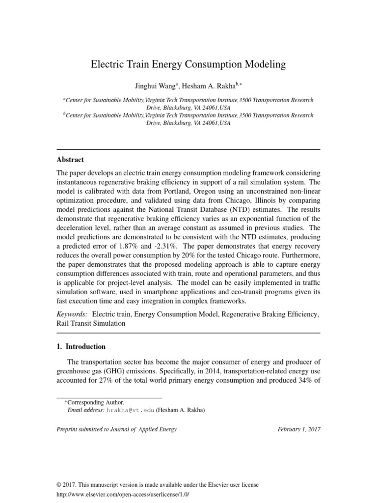 Electric Train Power Consumption Model | PDF | Public Transport | Train