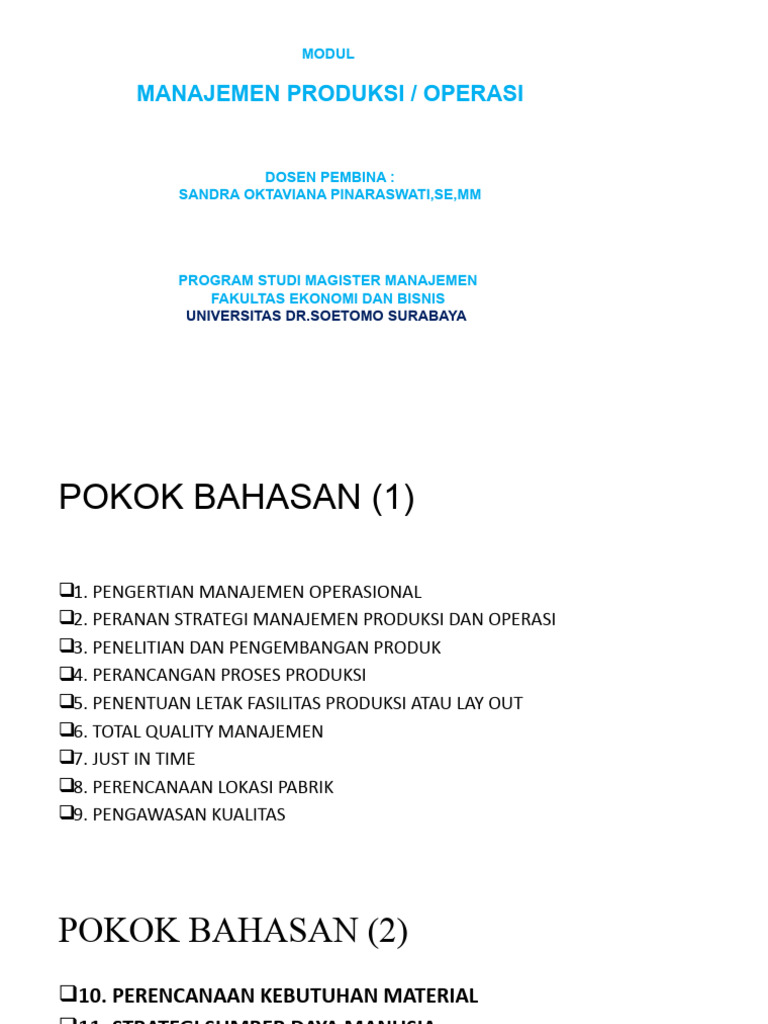Pertemuan I Konsep Manajemen Operasional Pdf