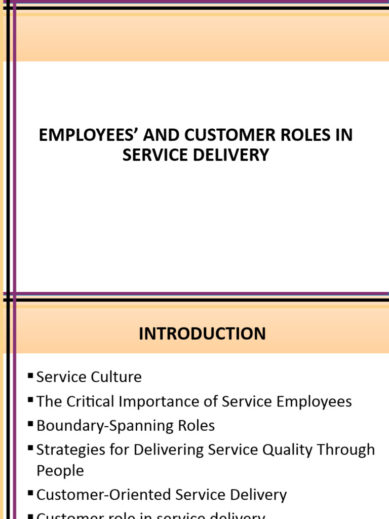 Roles of Employees and Customers in Service Delivery | PDF | Marketing ...