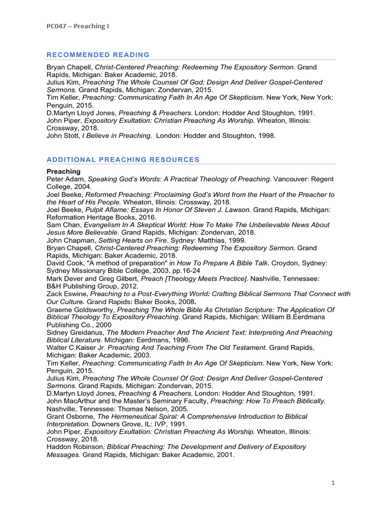 Pc047 recommended reading and resources download free pdf sermon