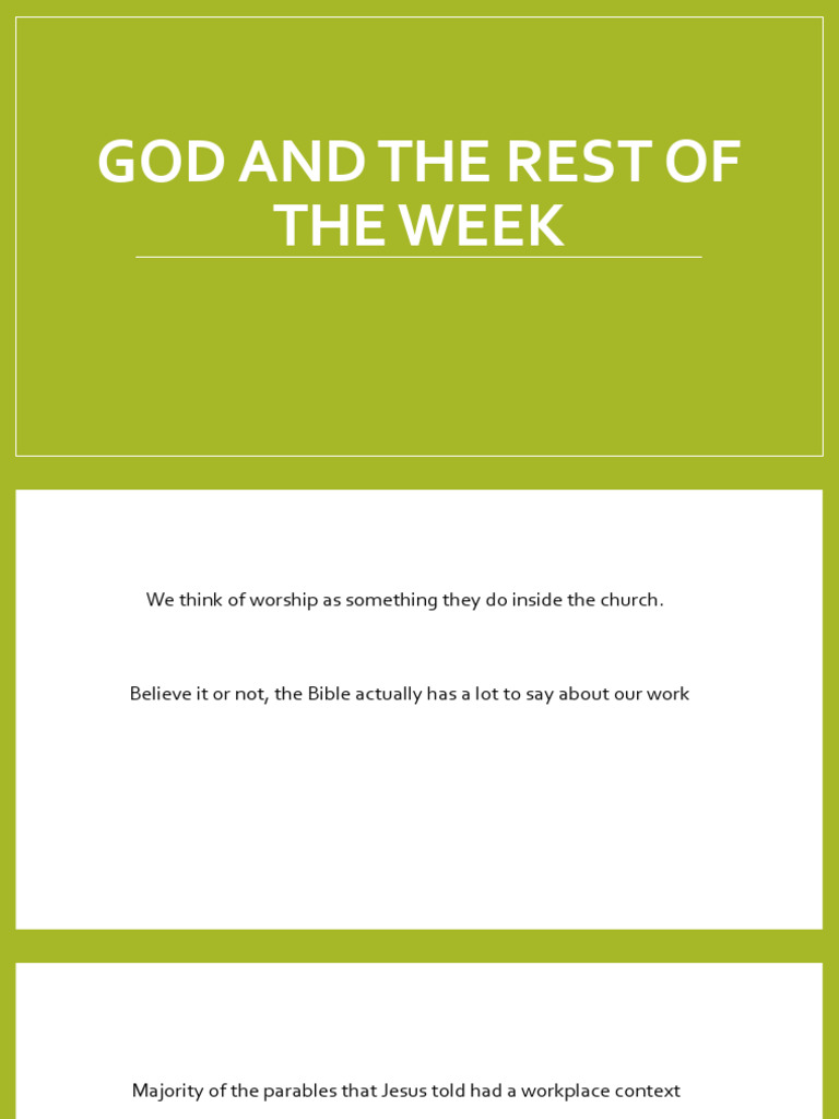 God and The Rest of The Week | PDF | Adam | God