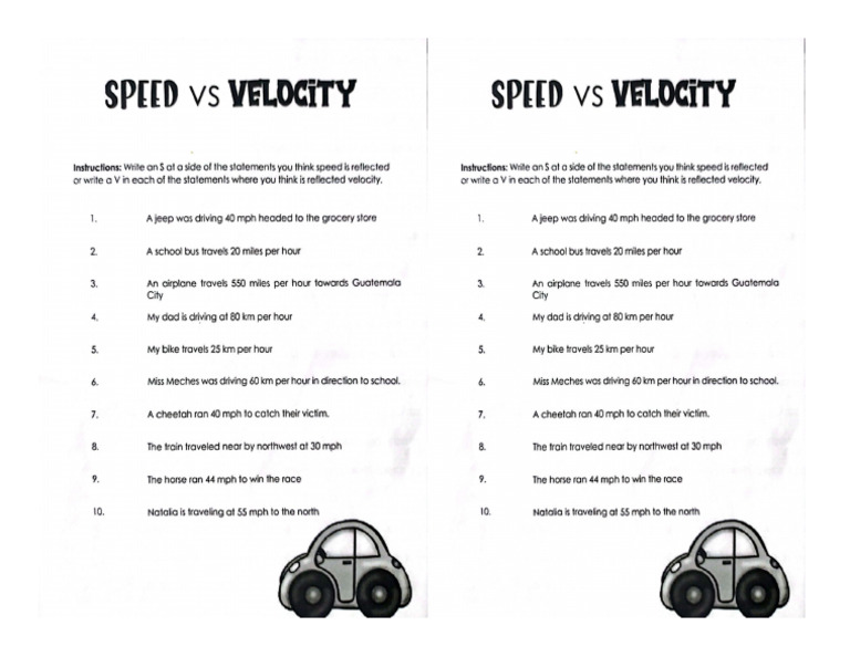 Speed and Velocity Quiz | PDF
