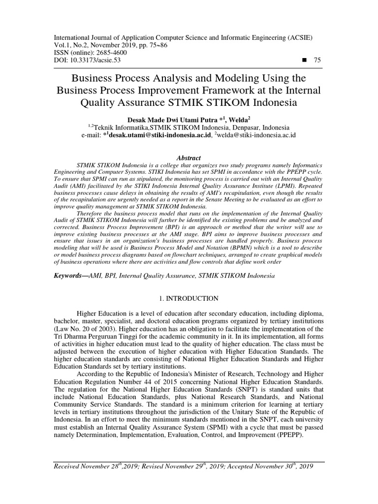 Business Process Improvement at STMIK STIKOM | PDF | Business Process ...