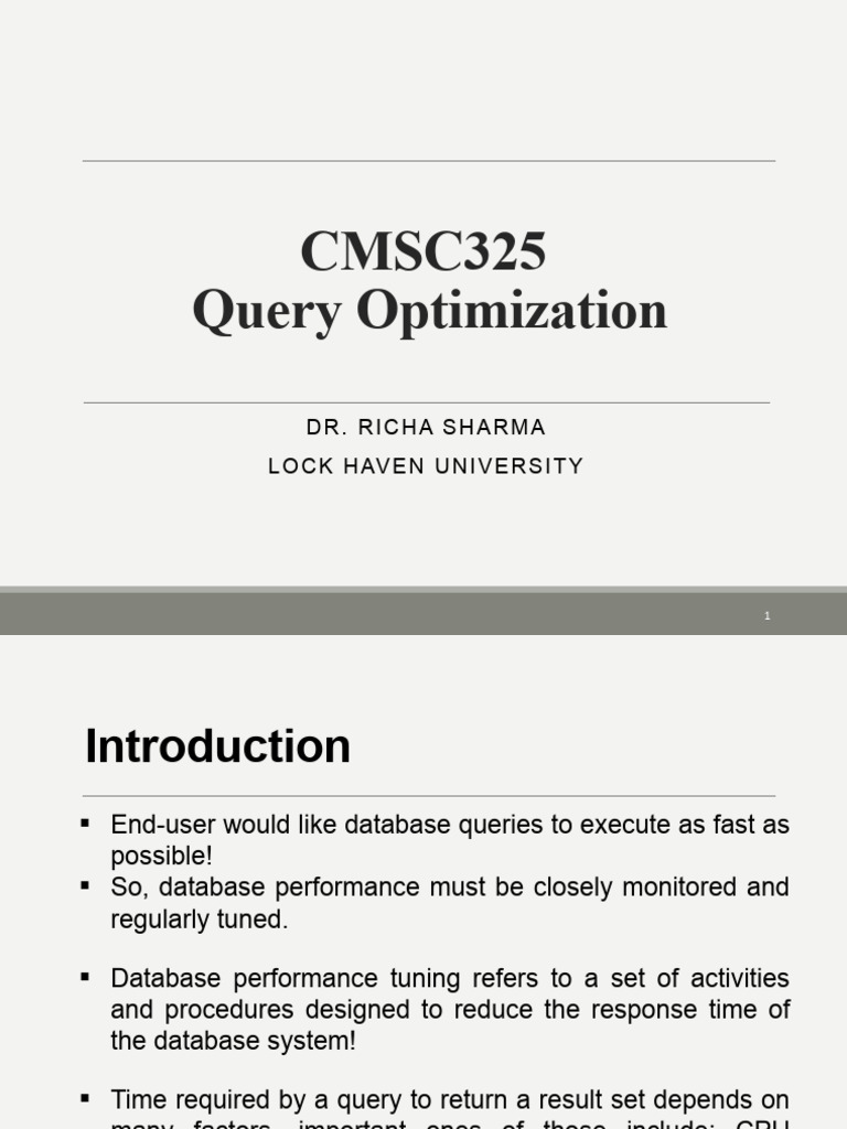 Query Optimization | PDF | Database Index | Databases