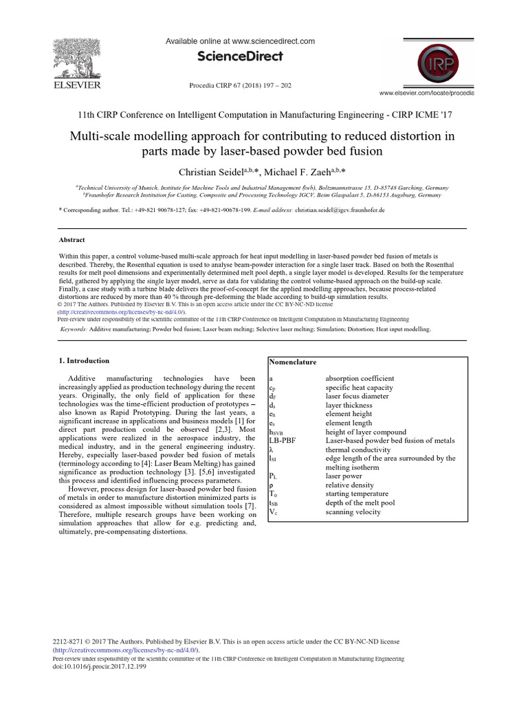 Multi-Scale Modelling Approach For Contributing To | PDF | 3 D Printing ...