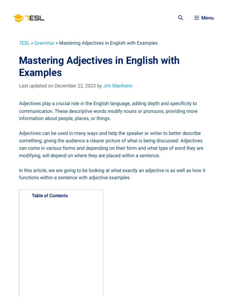 English Adjectives Guide | PDF | Adjective | Noun