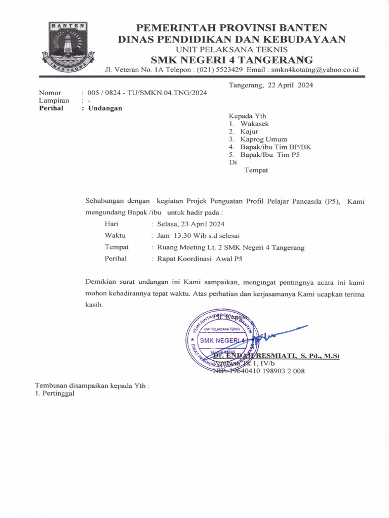 Undangan P5 Kelas X | PDF