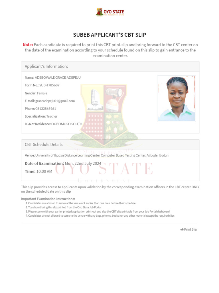 Applicant s cbt slip oyo state job portal 1 pdf