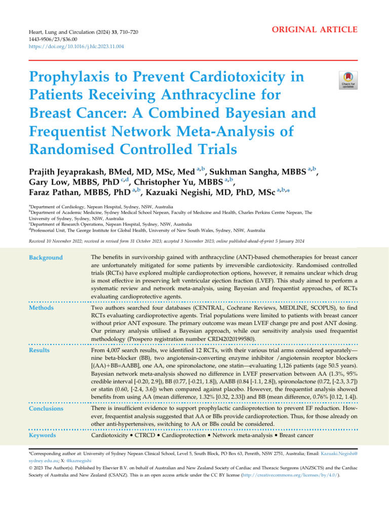 2024-Meta Analysis RCT-Prophylaxis To Prevent Cardiotoxicity | PDF ...