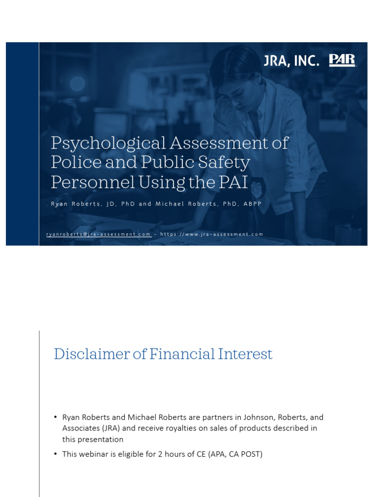 PAI Assessment for Police Personnel | PDF | Psychology | Prediction