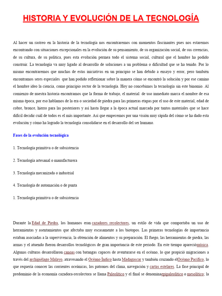 Evolución de la Tecnología a lo Largo de la Historia | PDF | Bronce | Cobre