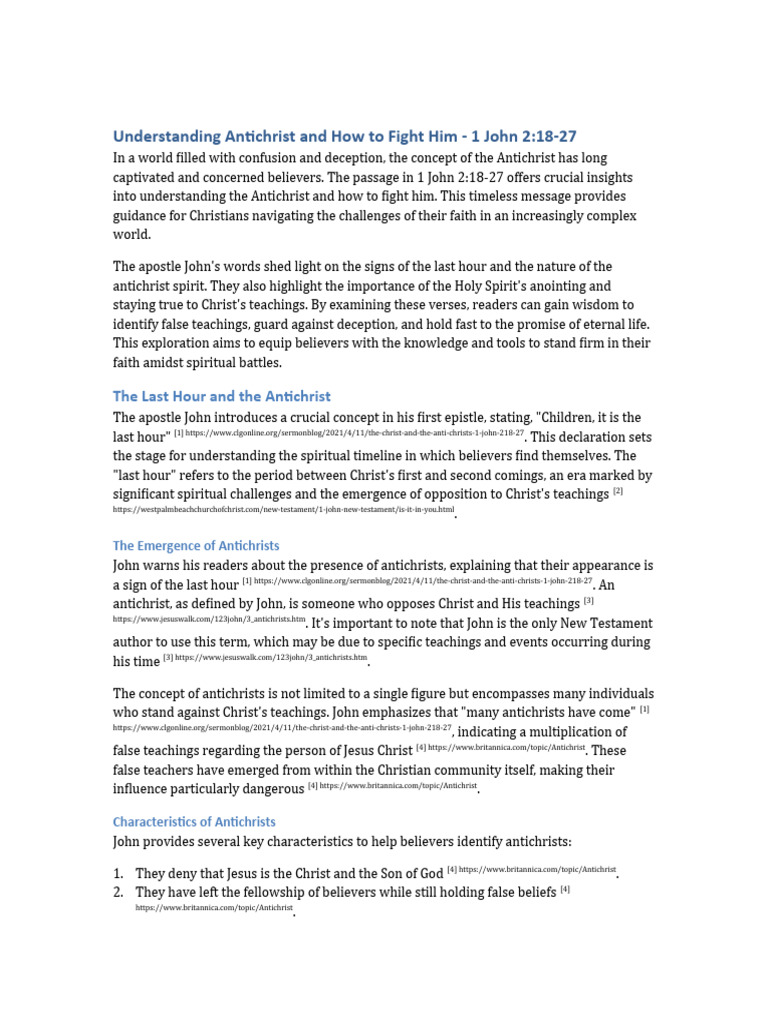 Understanding Antichrist in 1 John 2:18-27 | PDF | Antichrist | Jesus