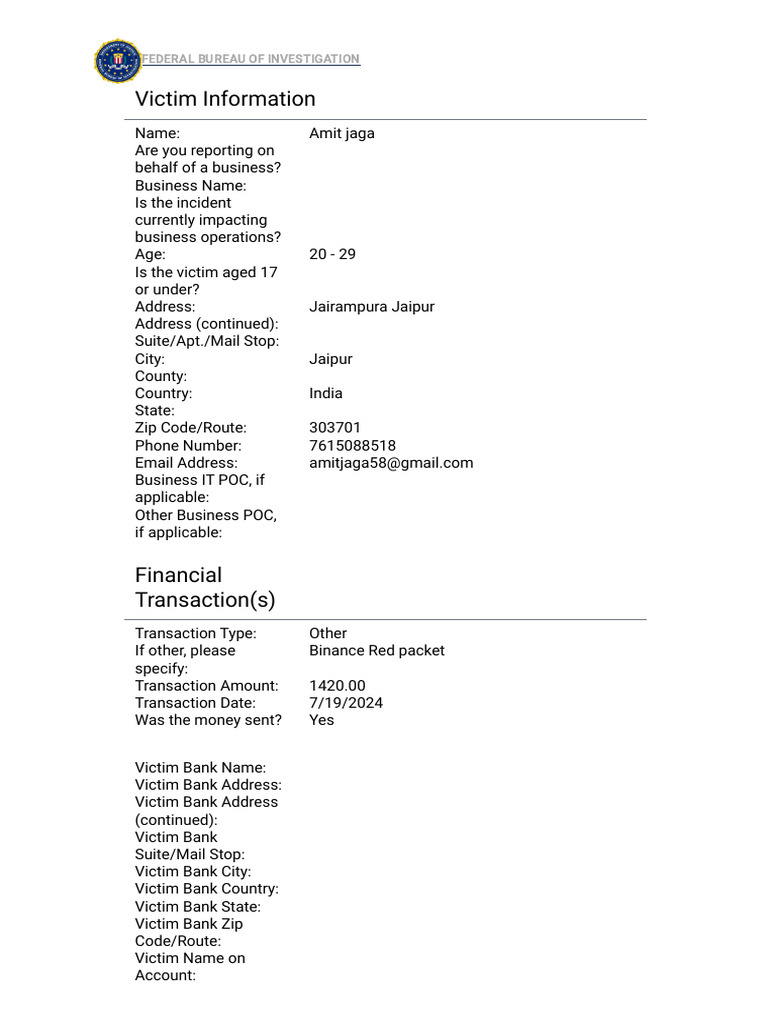 IC3 Complaint Referral Form | PDF | Banks | Email Address