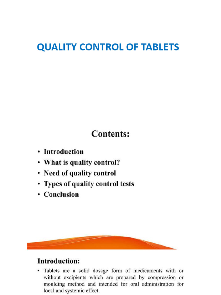 Tablet Quality Control Methods | PDF | Wellness