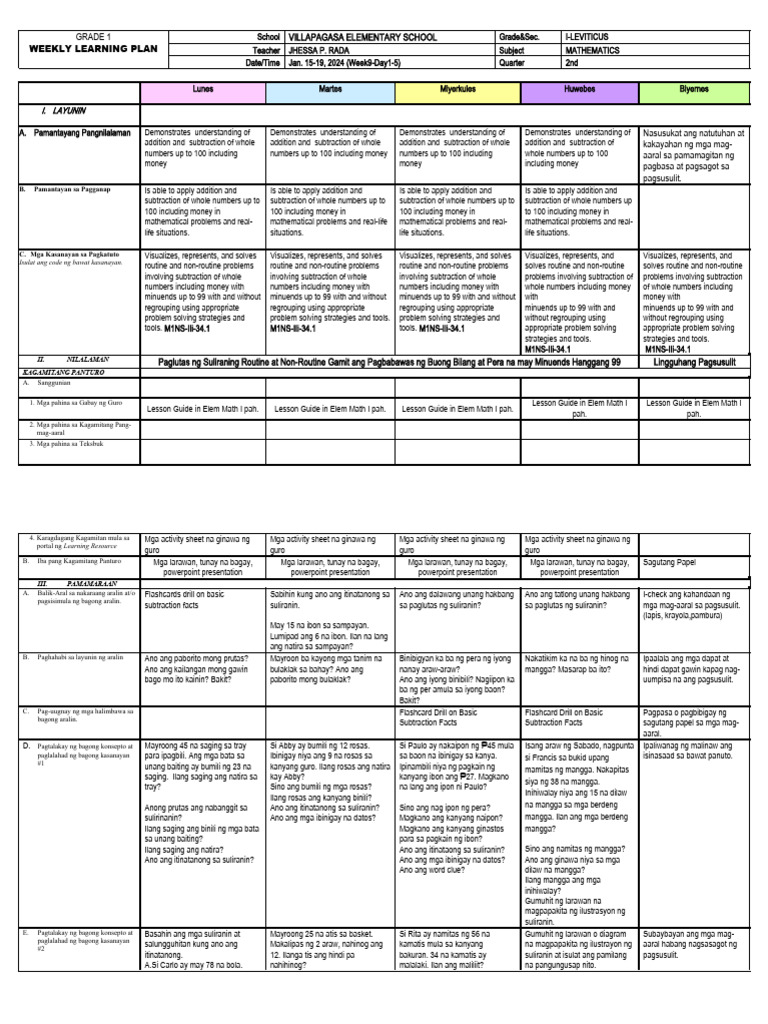Math 1 DLL Q2 Week 9 | PDF